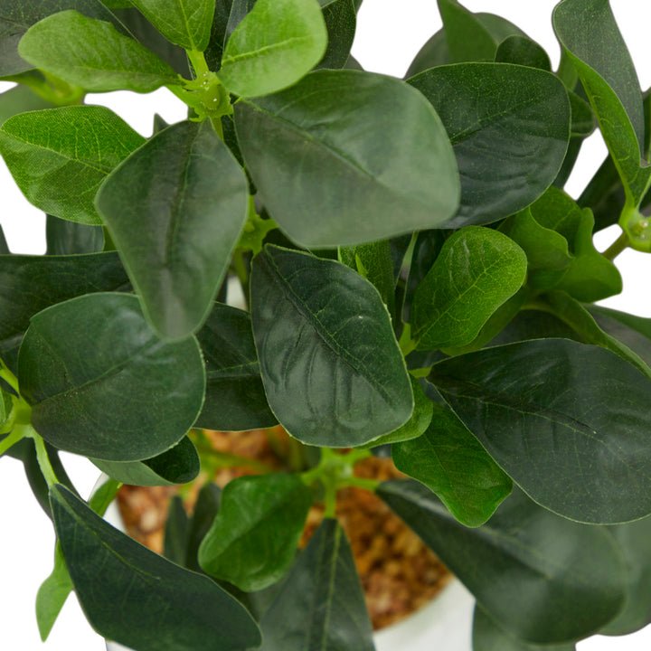 Faux Foliage Eucalyptus Indoor Outdoor Green Artificial Plant with Realistic Leaves and Marble Pot Novogratz