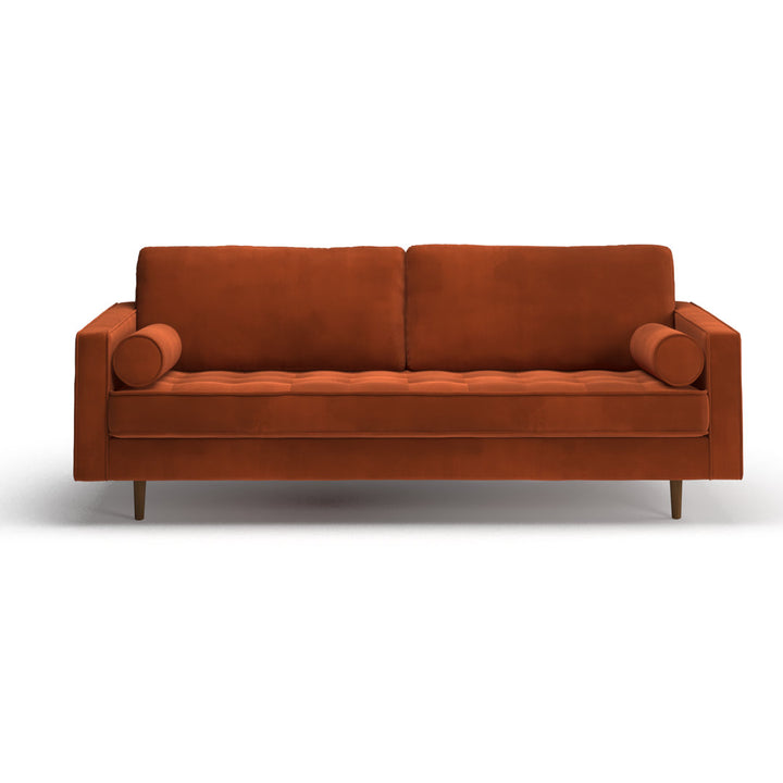 Geo 84" Upholstered Sofa AllModern Fabric: Bella Burnt Orange Performance Velvet