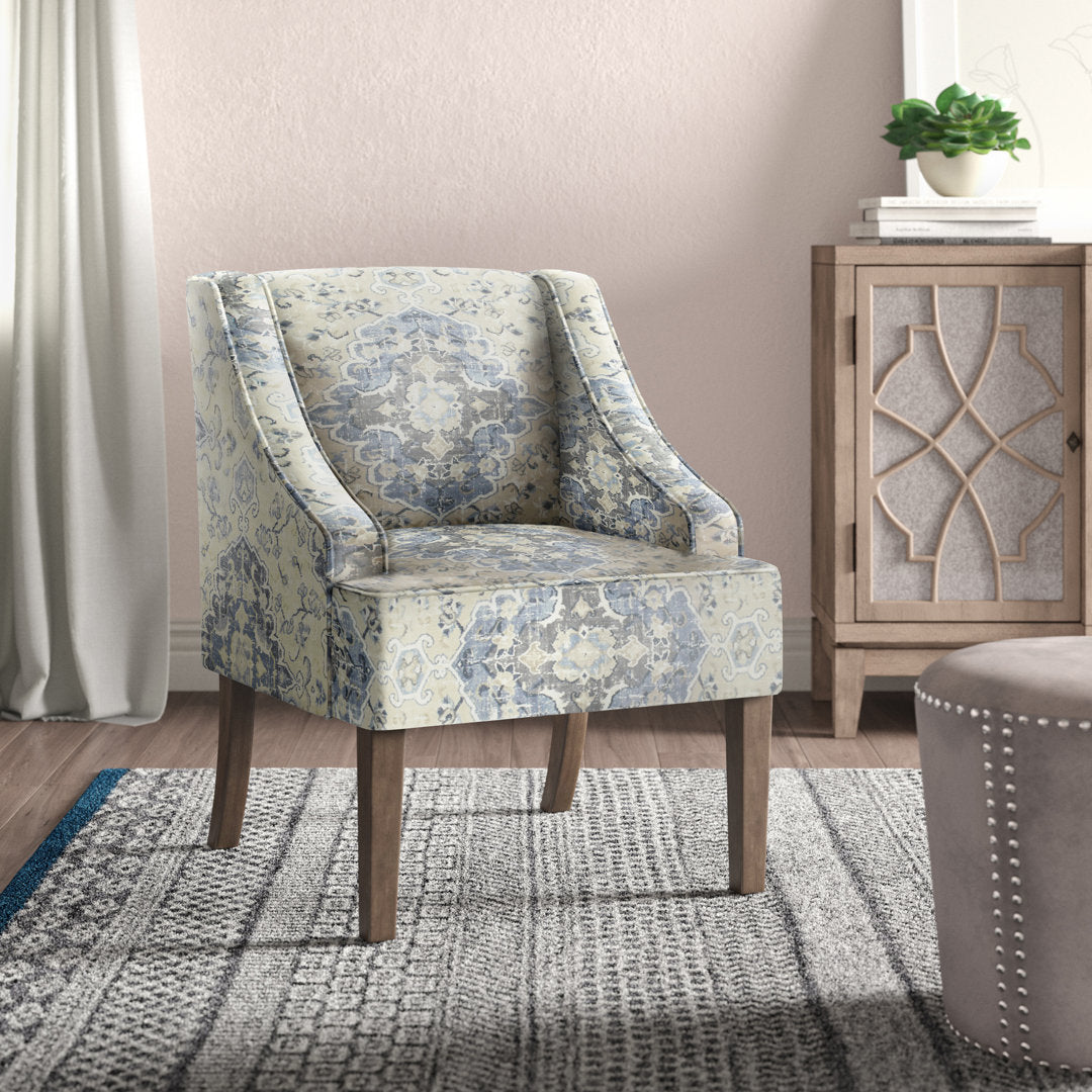 Adona Accent Chair Mistana™ Fabric: Blue/Cream 100% Cotton
