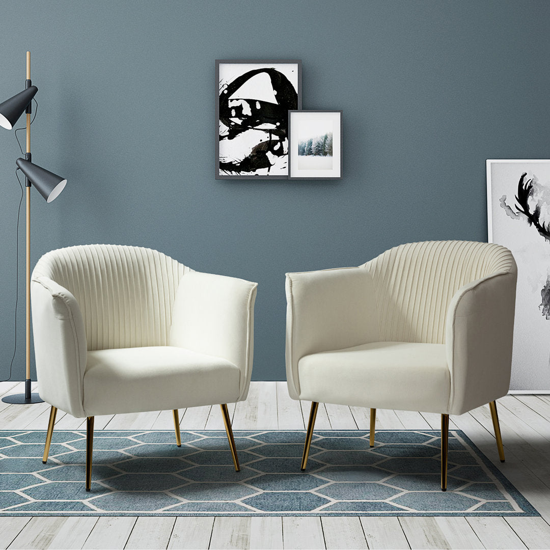 Ratzlaff 27" W Tufted Velvet Barrel Chair (Set of 2) Willa Arlo™ Interiors Fabric: Ivory Velvet