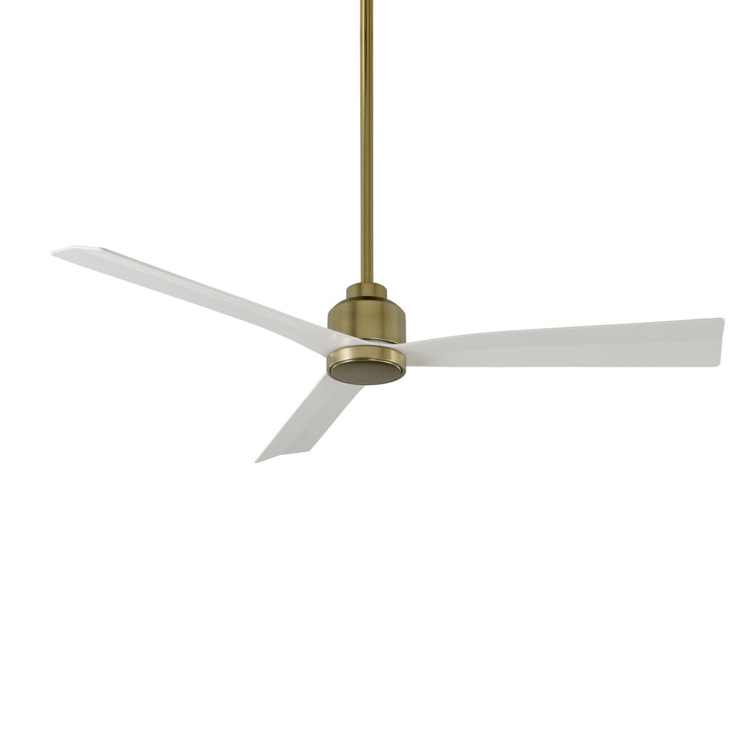 52" Smart Home Compatible 3 Blade Smart Ceiling Fan with Remote WAC Limited Fans Finish: Satin Brass with Matte White Blades, Accessories: Without Light Kit
