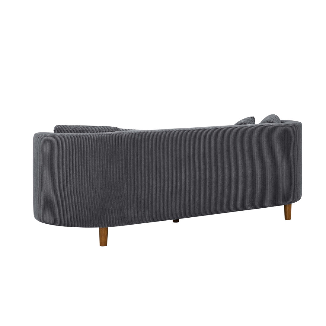 Lutanda 90" Round Arm Curved Sofa Ebern Designs Fabric: Dark Gray Corduroy