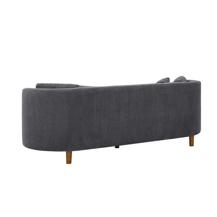 Lutanda 90" Round Arm Curved Sofa Ebern Designs Fabric: Dark Gray Corduroy