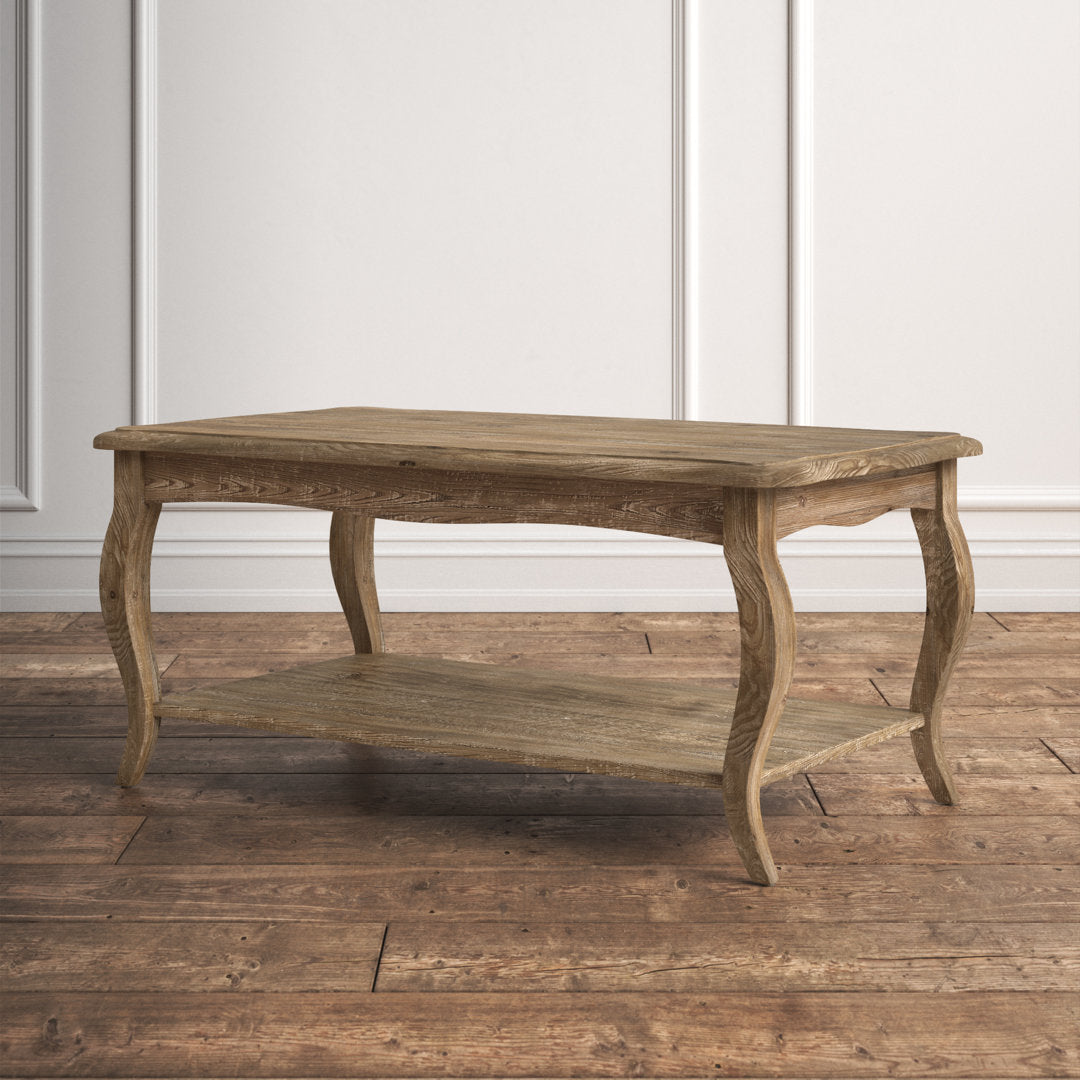 Deborah 42" Wide Rustic Industrial Antique Wooden Rectangular Coffee Table With 1 Shelf Kelly Clarkson Home