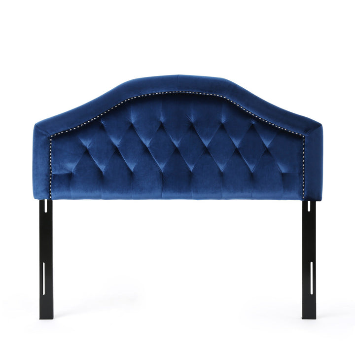 Danni Upholstered Metal Panel Headboard House of Hampton® Size: Full / Double Upholstery: Navy Blue