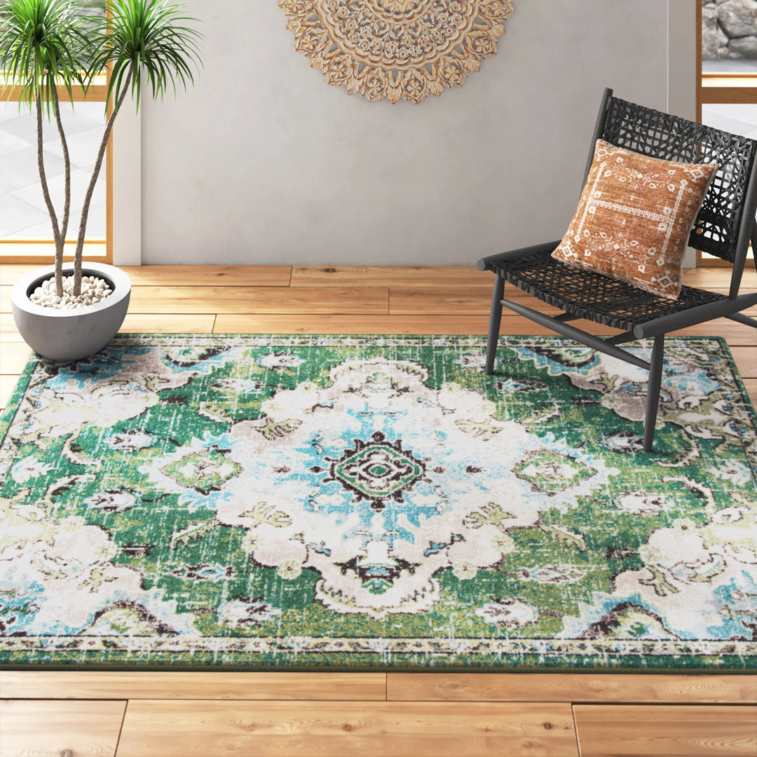 Shanna Oriental Green Area Rug Mistana™ Rug Size: Rectangle 10' x 14'