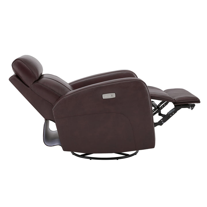 Arrianna-Fiona Genuine Leather Swivel Power Recliner Wade Logan® Upholstery Color: Burgundy