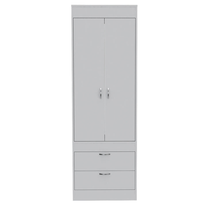 Lisboa Armoire with Double Doors, 2 Drawers, and Hanging Rod Latitude Run® Color: Light Gray