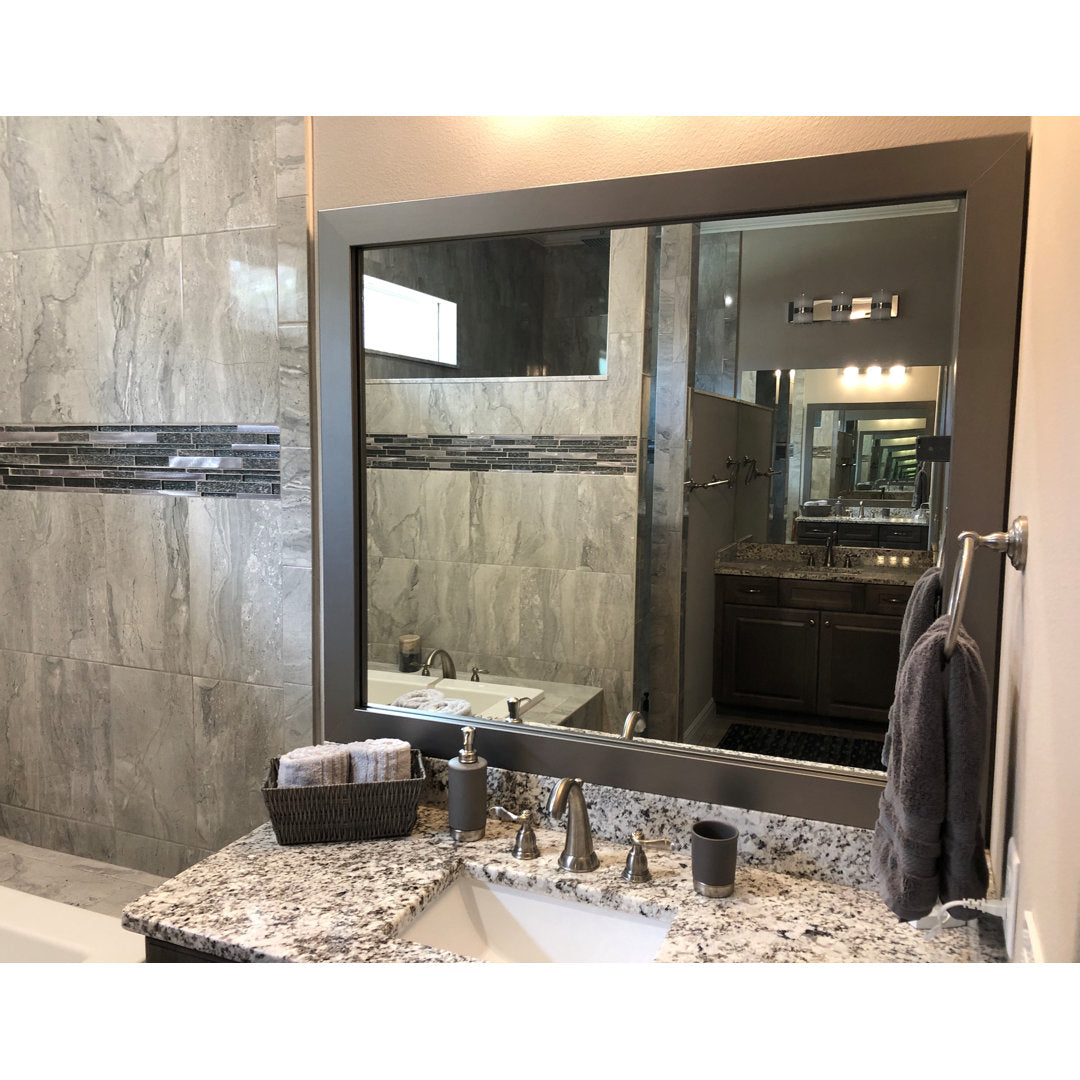 Shmuel Wood Framed with Safety Backing Ideal for Bathroom / Vanity Mirror Wade Logan® Size: 30" x 54" Finish: Stainless Steel
