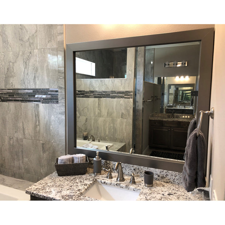 Shmuel Wood Framed with Safety Backing Ideal for Bathroom / Vanity Mirror Wade Logan® Size: 30" x 54" Finish: Stainless Steel