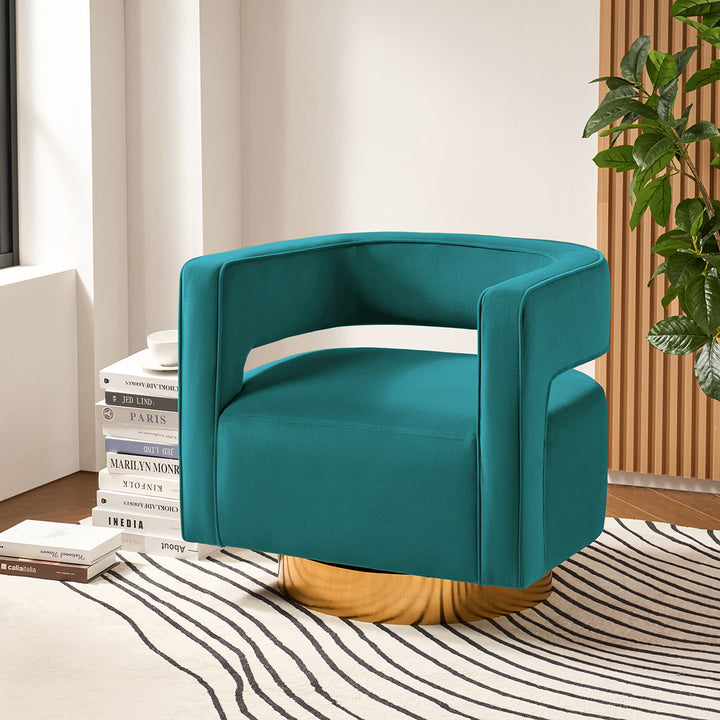 Aysha Velvet Swivel Barrel Chair Willa Arlo™ Interiors Fabric: Blue Velvet
