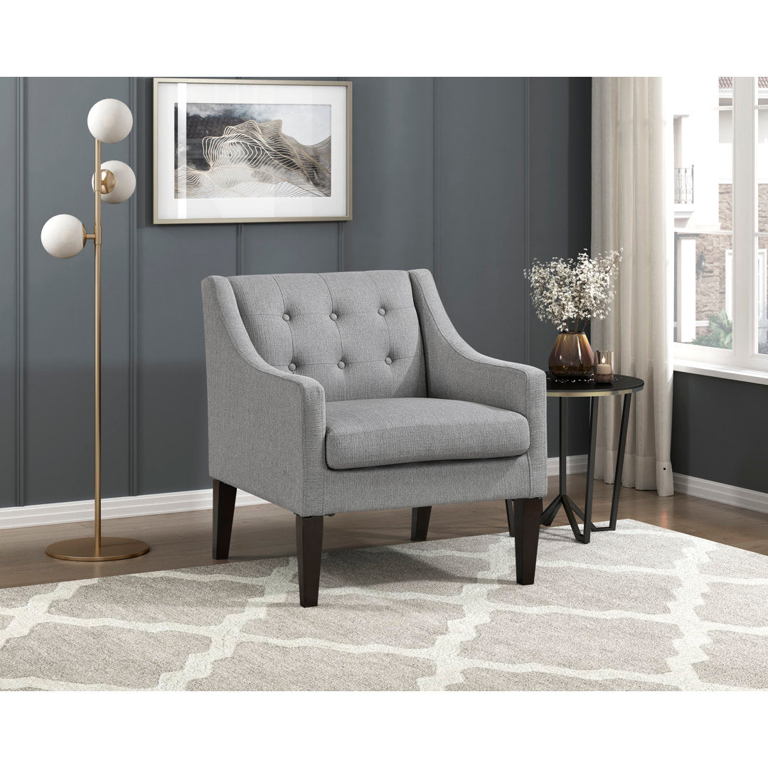 Clopton 26" Wide Mid-Century Modern Tufted Accent Armchair Hashtag Home Fabric: Gray Polyester Blend