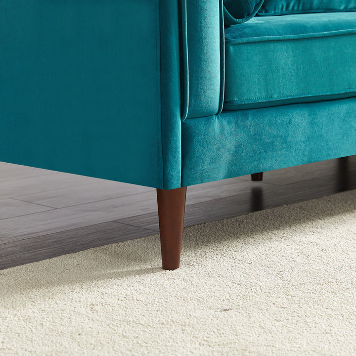 Isaak 105" Wide Symmetrical Corner Etta Avenue™ Fabric: Teal Velvet