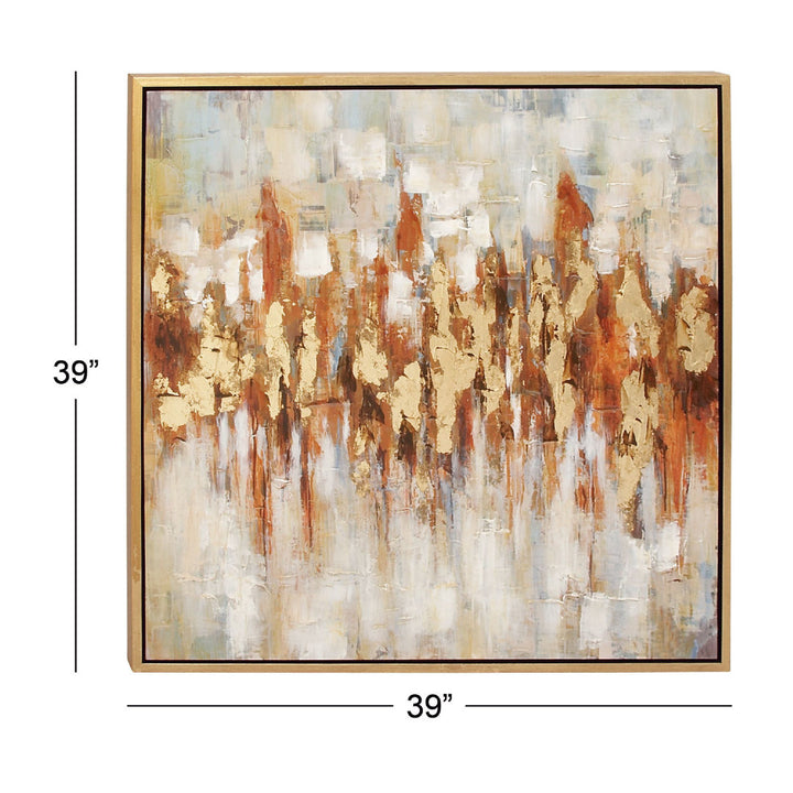 Gold Canvas Abstract Framed Wall Art with Gold Frame Orren Ellis