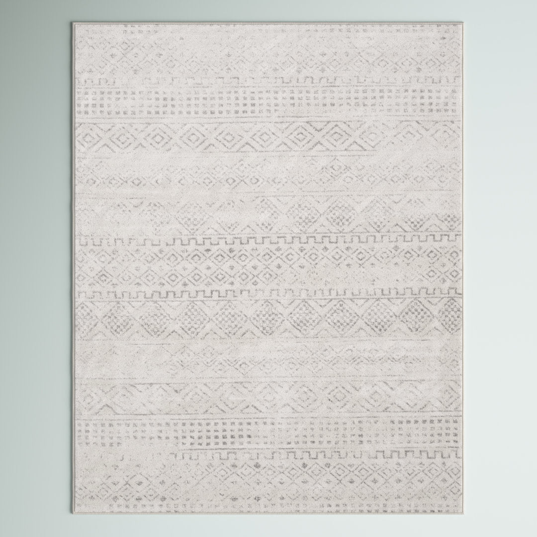 Herrod Machine Woven Gray/Ivory Area Rug Zipcode Design™ Rug Size: Rectangle 7'10" x 10'