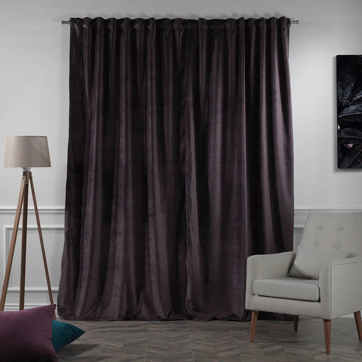 Matte Velvet Extra wide x Extra Long Custom Made Decorative Single Panel Lilijan Home & Curtain Curtain Color: 25 Dark Byzantium Size per Panel: 100" W x 300" L