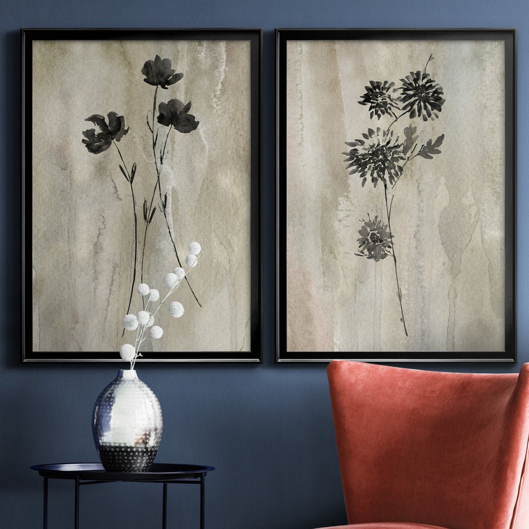 Sumi-E Silhouette III - 2 Piece Painting Print Set Three Posts™ Mat Color: No Mat Size: 18.5" H x 49" W x 1.5" D Format: 31.5" H x 47" W x 1.5" D