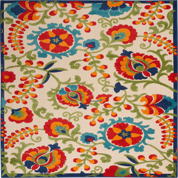 Bernia Floral Ivory/Red/Green Area Rug Wade Logan® Rug Size: Rectangle 6' x 9'