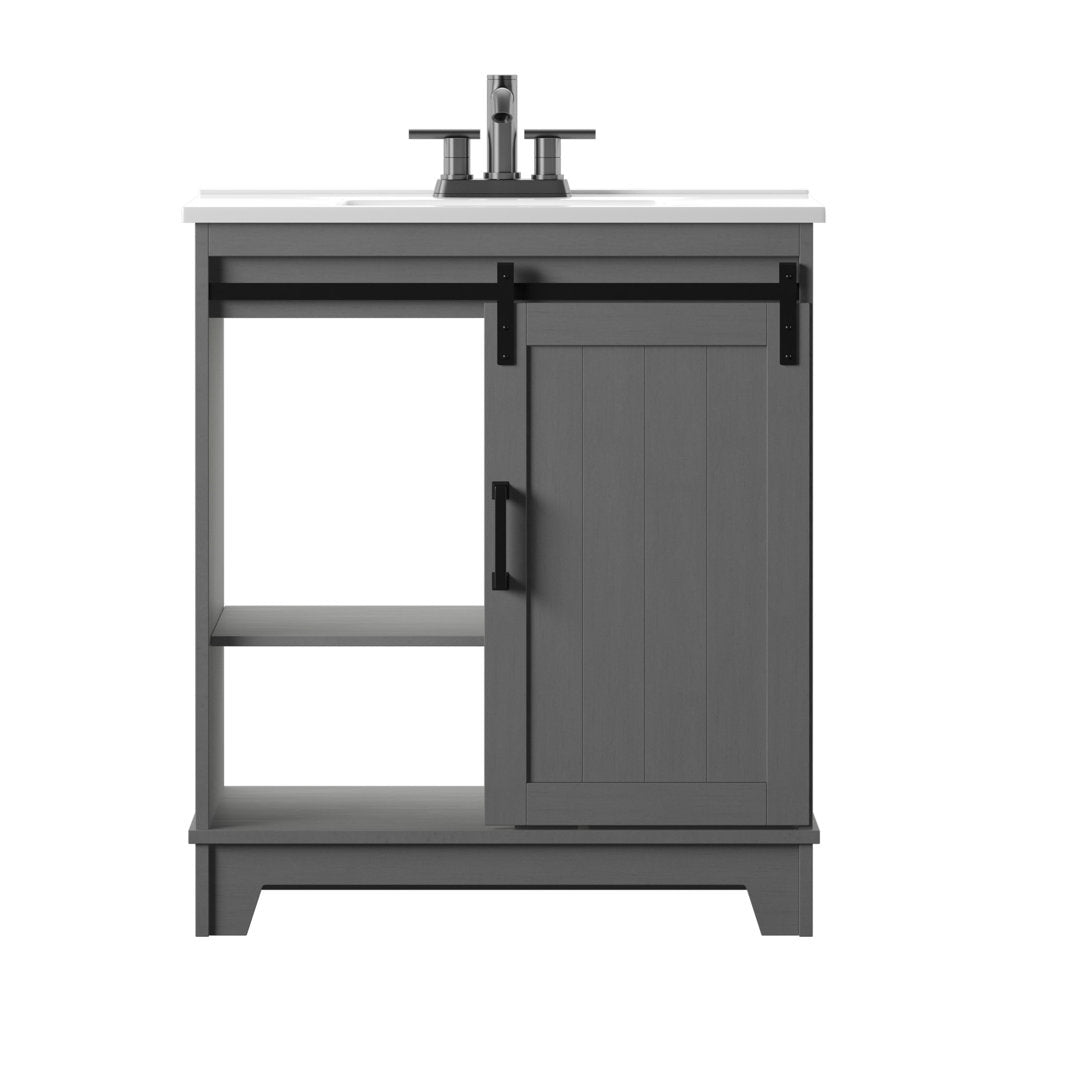 Braylen Sliding Barn Door 36" Single Bathroom Vanity Set Sand & Stable™ Base Finish: Antique Gray