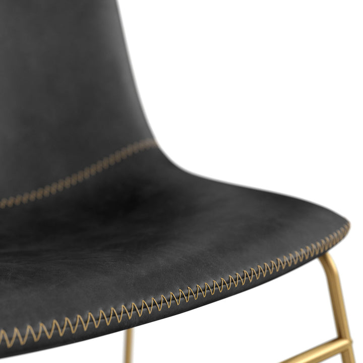Nia Vegan Leather Side Chair (Set of 2) AllModern Frame Color: Gold, Upholstery Color: Black