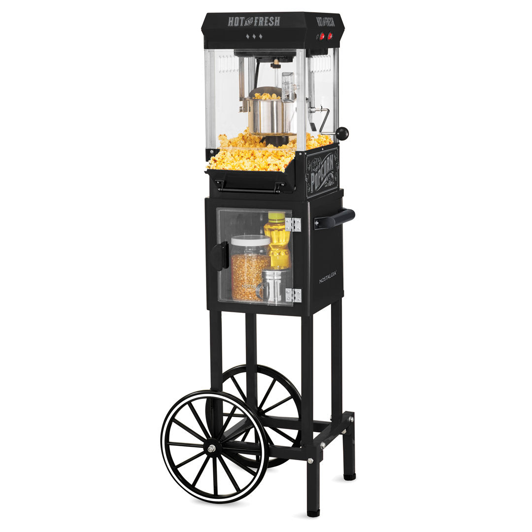 Nostalgia Vintage 2.5-Ounce Kettle Popcorn Cart, 10 Cups, With Kernel Cup & Oil Measuring Spoon Nostalgia