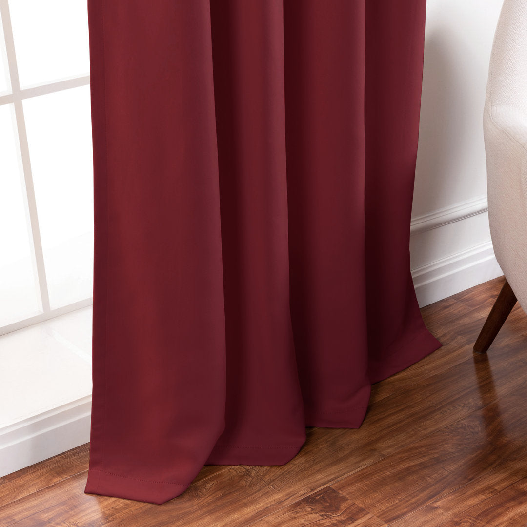 Bantam Solid Blackout Thermal Rod Pocket Curtain Panels (Set of 2) Ebern Designs Curtain Color: Burgundy Size per Panel: 52" W x 84" L