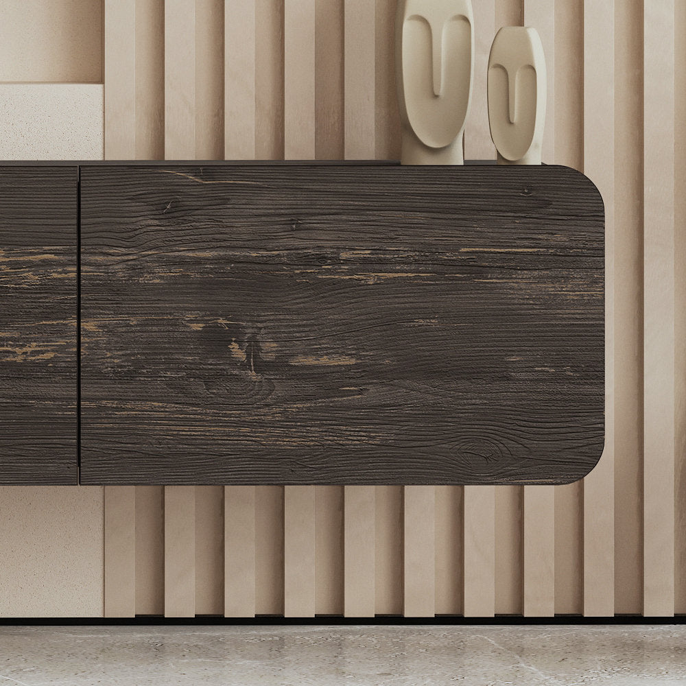 Callysta Floating TV Stand Up to 78" TV's Wall Mounted Media Console Millwood Pines Color: Distressed Black