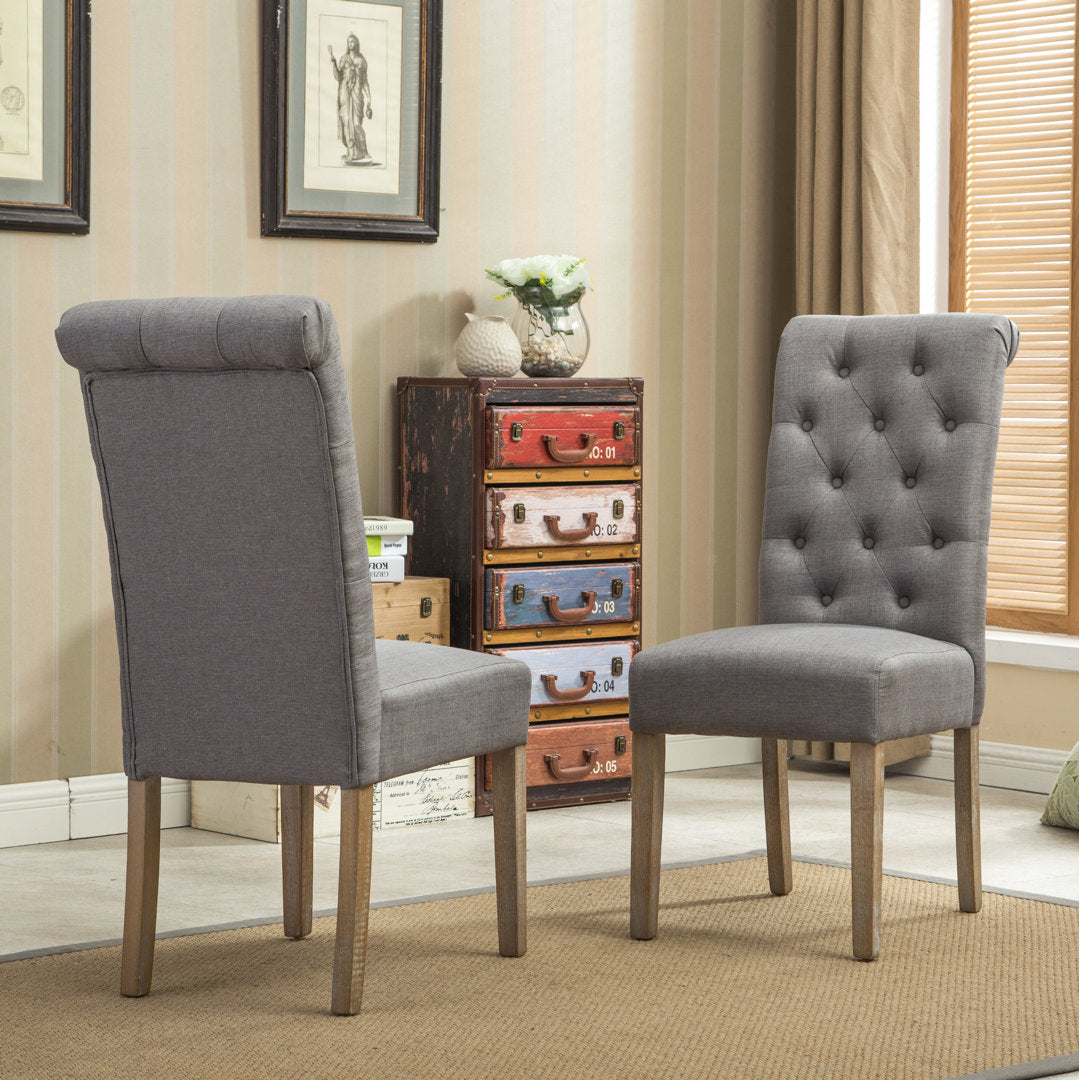 Charlotte Tufted Upholstered Parsons Chair (Set of 2) Red Barrel Studio® Upholstery Color: Gray