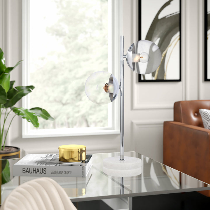 Yearby 23" Table Lamp Mercury Row® Shade Color: Clear, Base Color: Chrome
