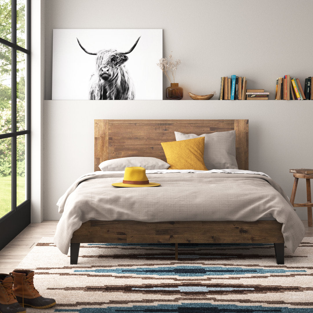 Kira Solid Wood Platform Bed Union Rustic Color: Dark Natural Wood Size: Twin