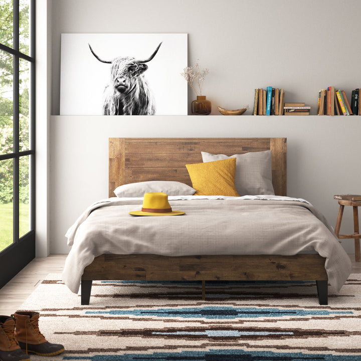 Kira Solid Wood Platform Bed Union Rustic Color: Dark Natural Wood Size: Twin