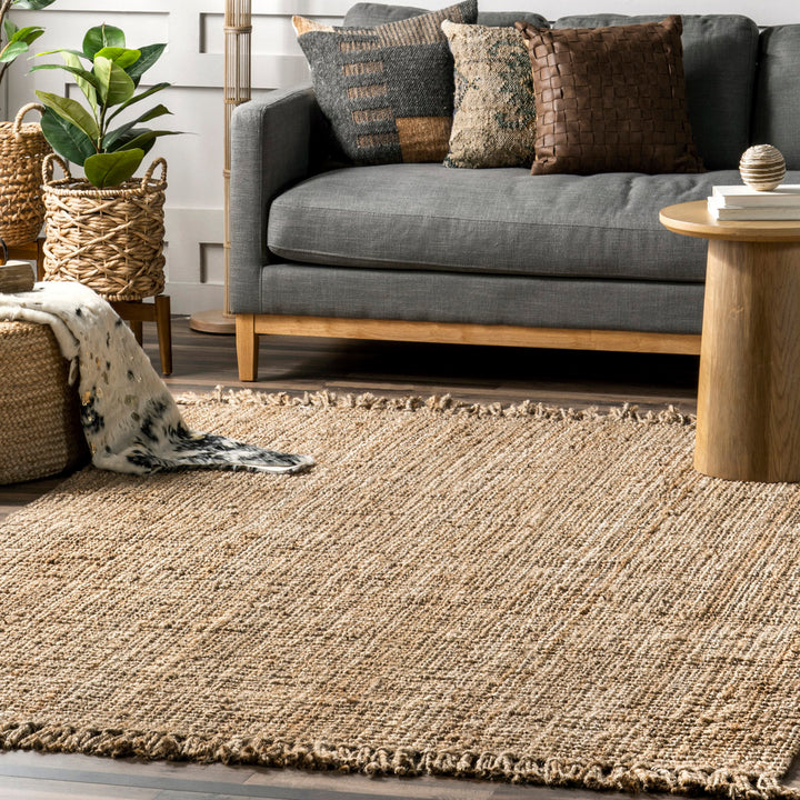 Isalena Handmade Flatweave Farmhouse Jute Area Rug in Natural Gracie Oaks Rug Size: Rectangle 7'6" x 9'6"