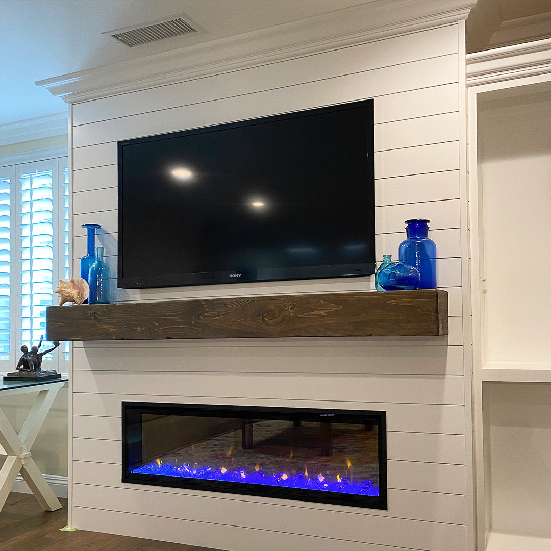 Melodye Rustic Fireplace Shelf Mantel Ebern Designs Shelf Length: 36 in., Finish: Jacobean