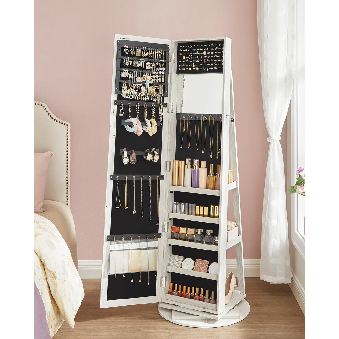 Quakertown Jewelry Armoire with Mirror Ebern Designs Color: White/Light Gray