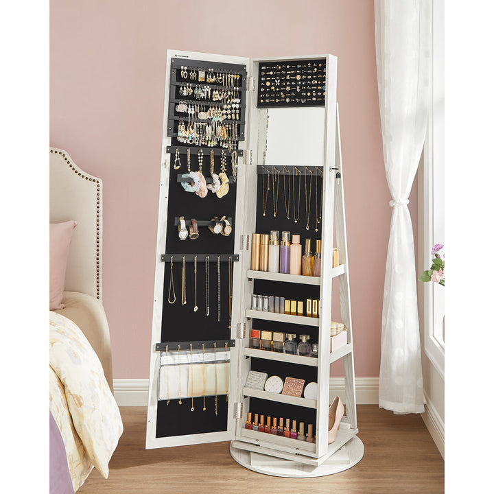 Quakertown Jewelry Armoire with Mirror Ebern Designs Color: White/Light Gray