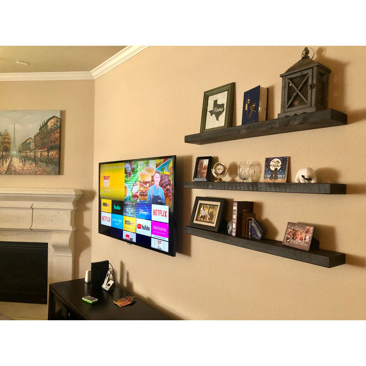 Eneas Pine Solid Wood Floating Shelf Millwood Pines Size: 2" H x 30" W x 6" D Finish: Black