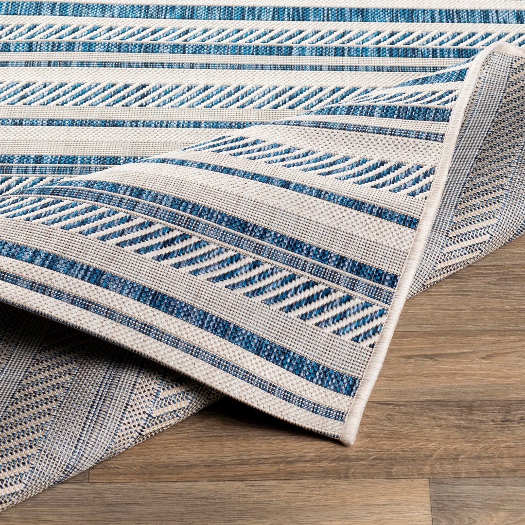 Bellino Striped Denim Indoor/Outdoor Area Rug Beachcrest Home™ Rug Size: Rectangle 4'3" x 5'11"