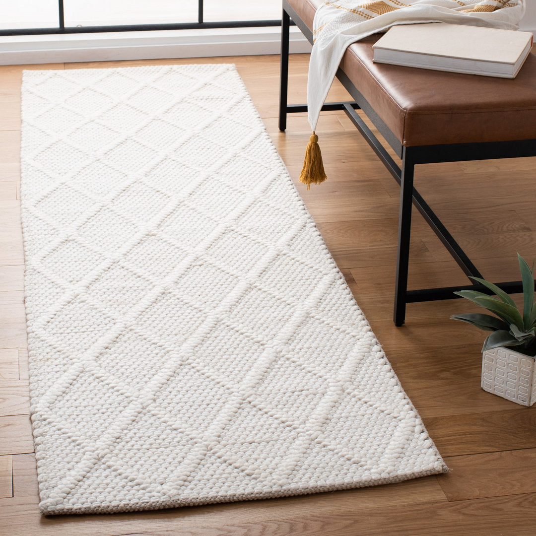 Krizal Hand Woven 70% Wool And 30% Viscose Geometric Rug Union Rustic Rug Size: Runner 2'3" x 14'