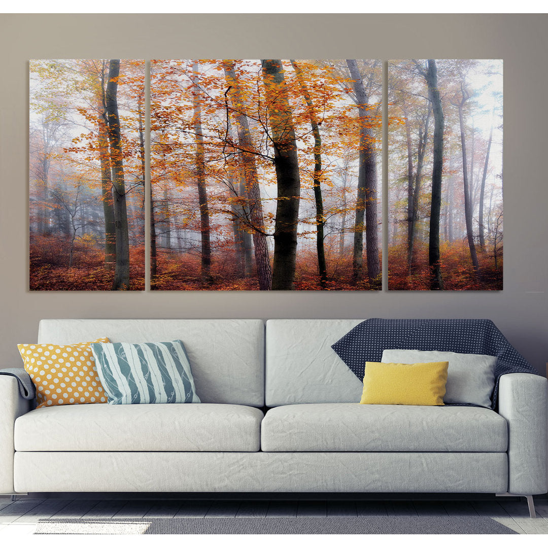 Lost in the Forest - 3 Piece Wrapped Canvas Multi-Piece Image Print Set Alcott Hill® Overall Size: 40" H x 80" W x 1.5" D