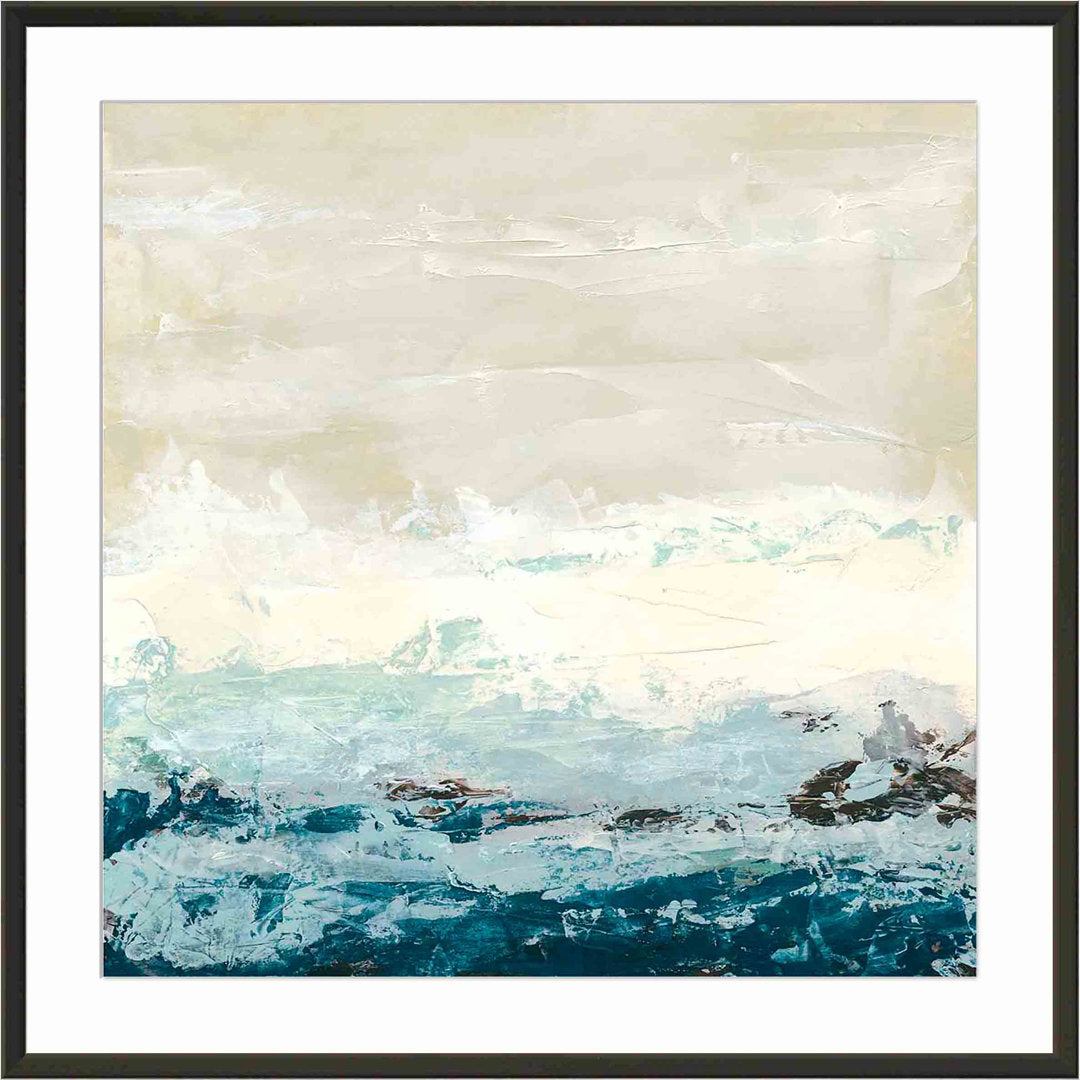Coastal Currents I by June Erica Vess - Picture Frame Painting Wade Logan® Frame Color: Natural Size: 24"H x 36"W