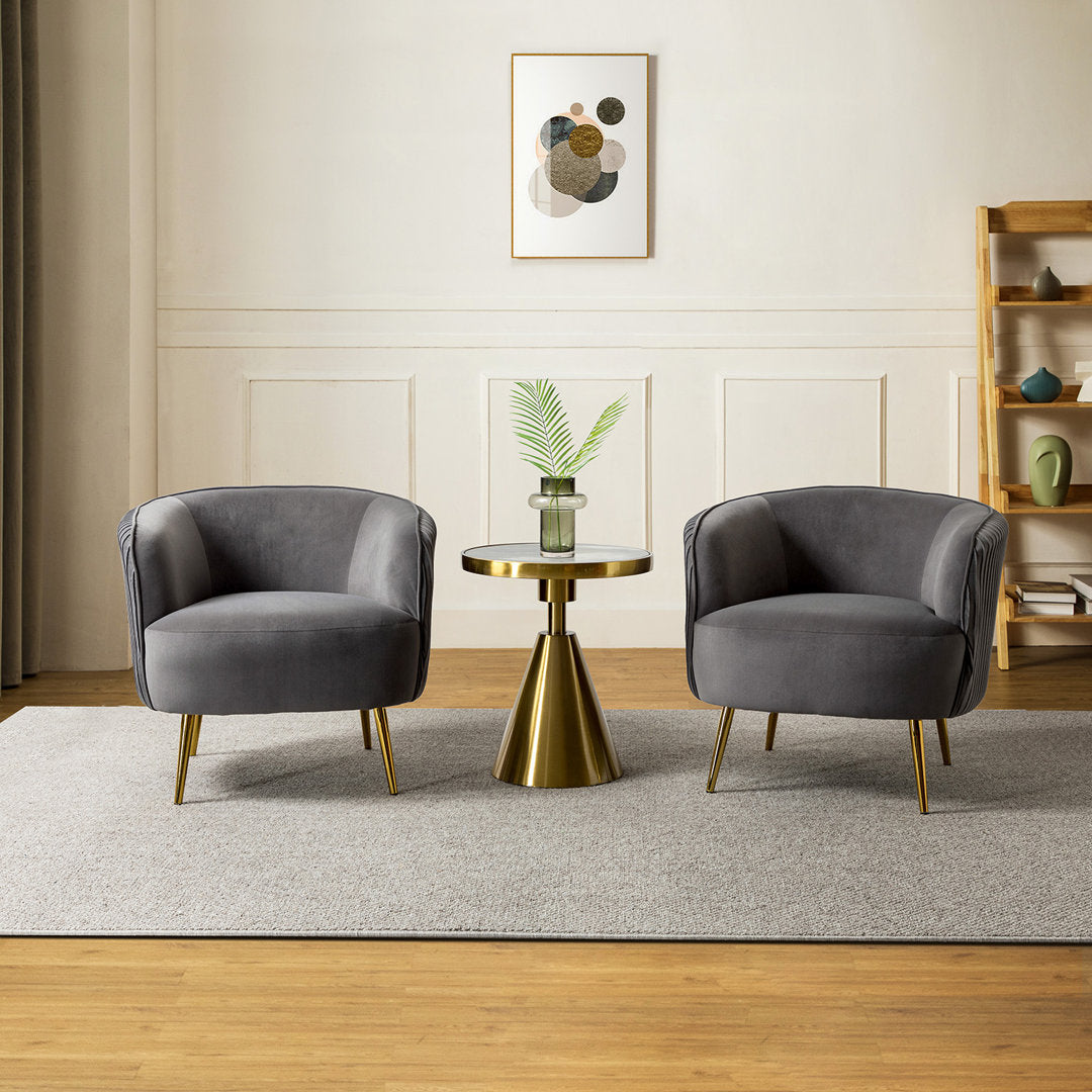 31'' Wide Barrel Chair (Set of 2) Everly Quinn Upholstery Color: Gray Velvet
