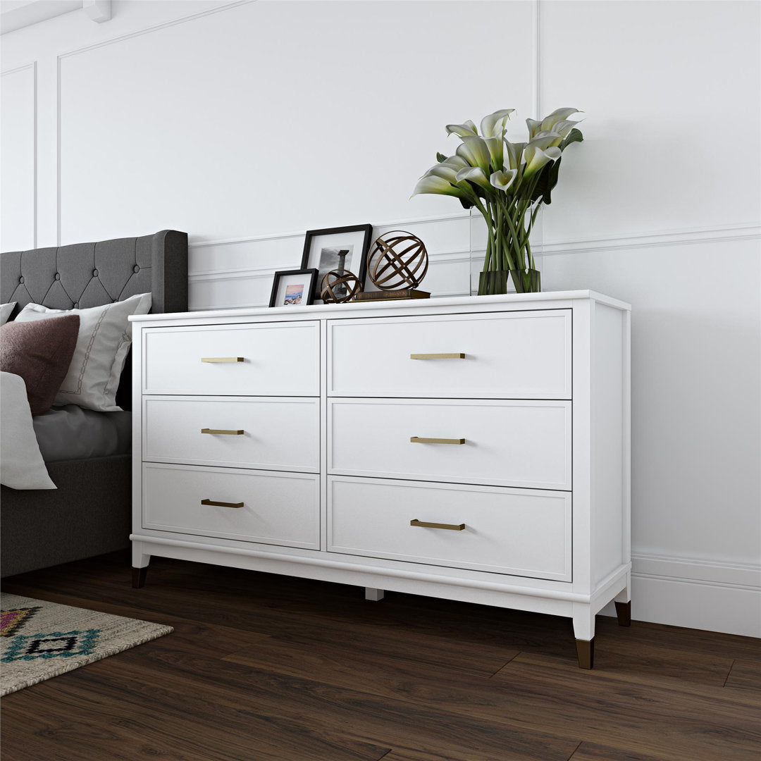 Westerleigh 6 Drawer 56.77" W Double Dresser CosmoLiving by Cosmopolitan Color: White