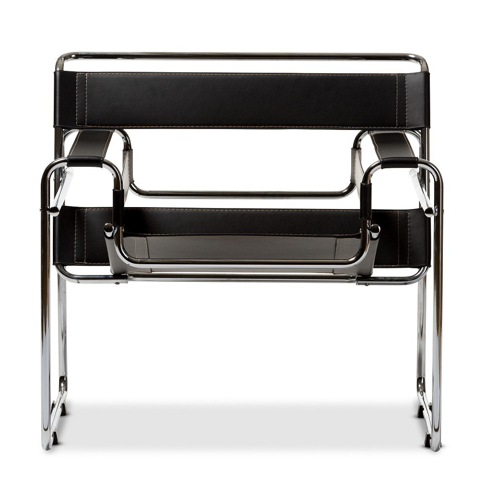 Henriquez 30.75" Wide Armchair Ivy Bronx Upholstery Color: Black Faux Leather