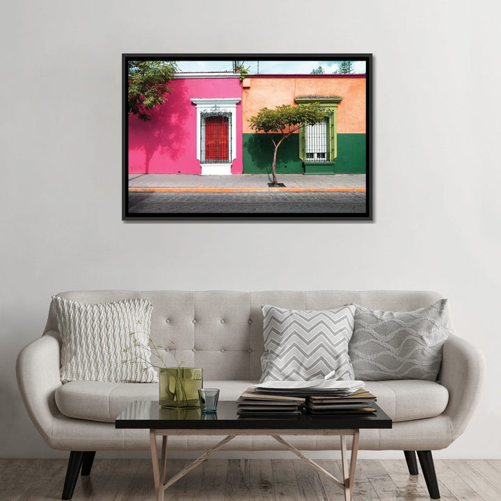 ¡Viva Mexico! Series: Mexican Colorful Facades' Photographic Print on Canvas East Urban Home Mat Color: No Mat Size: 40" H x 60" W x 1.5" D Format: Black Framed Canvas
