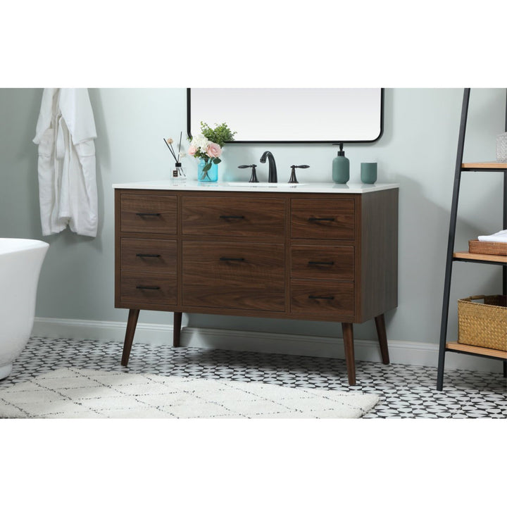 Burkley 48'' Single Bathroom Vanity Set Mercury Row® Base Finish: Walnut
