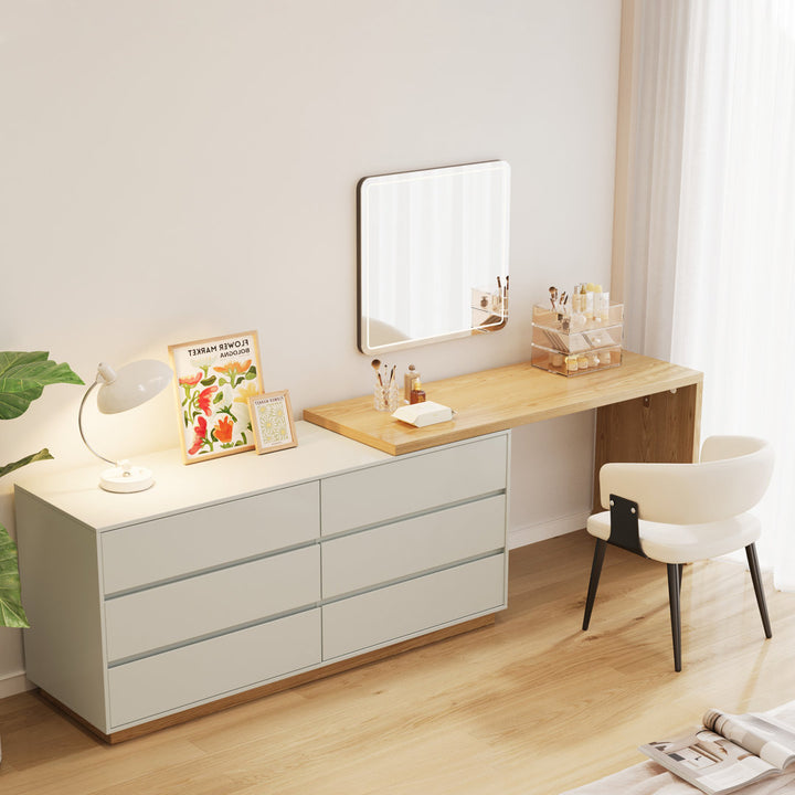 Berek Vanity Extendable Vanity Table with 6 Drawers Modern Home Office Desk Latitude Run®