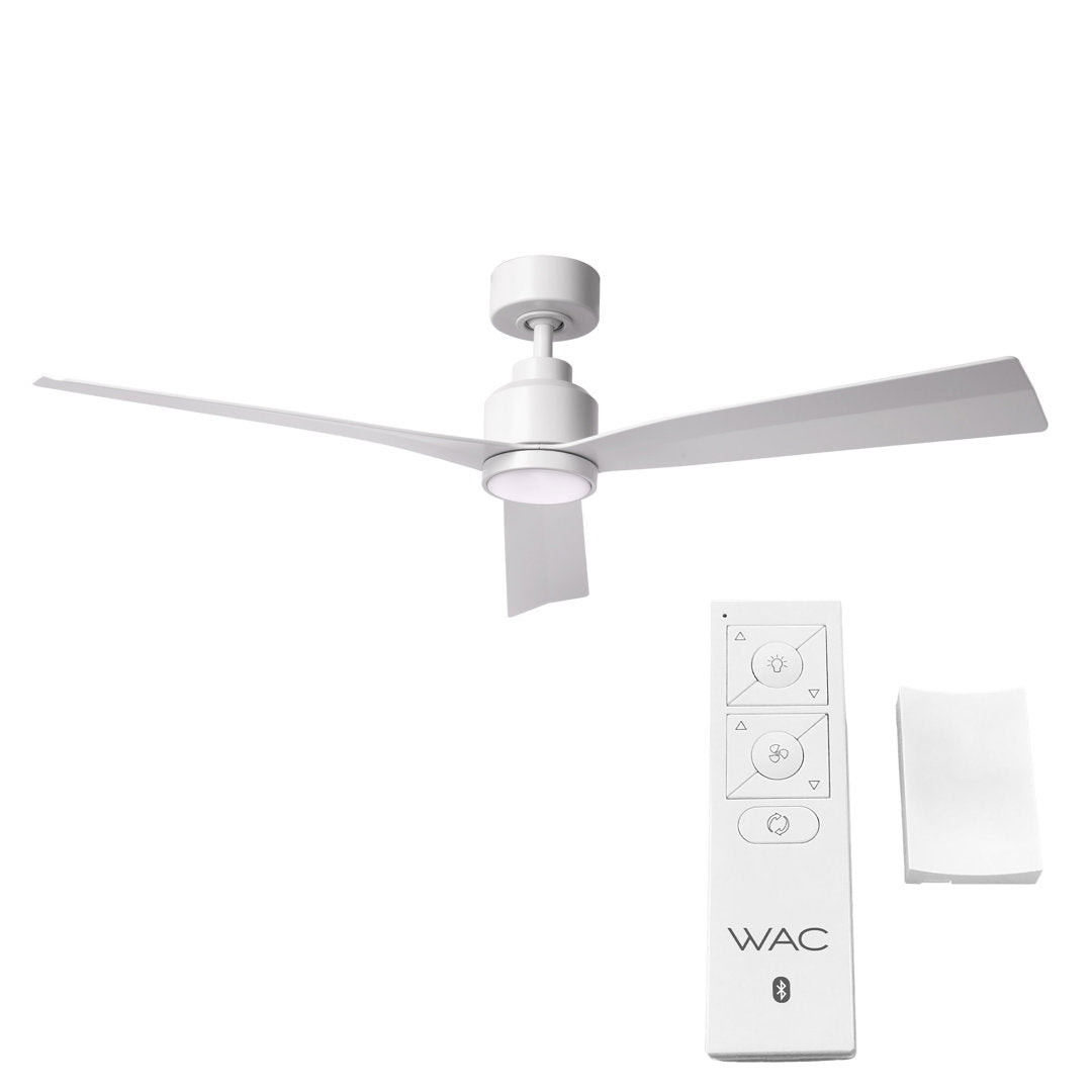 52" Smart Home Compatible 3 Blade Smart Ceiling Fan with Remote WAC Limited Fans Accessories: With Light Kit, Finish: Matte White
