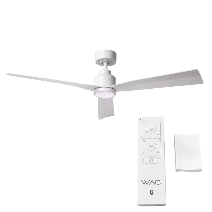 52" Smart Home Compatible 3 Blade Smart Ceiling Fan with Remote WAC Limited Fans Accessories: With Light Kit, Finish: Matte White