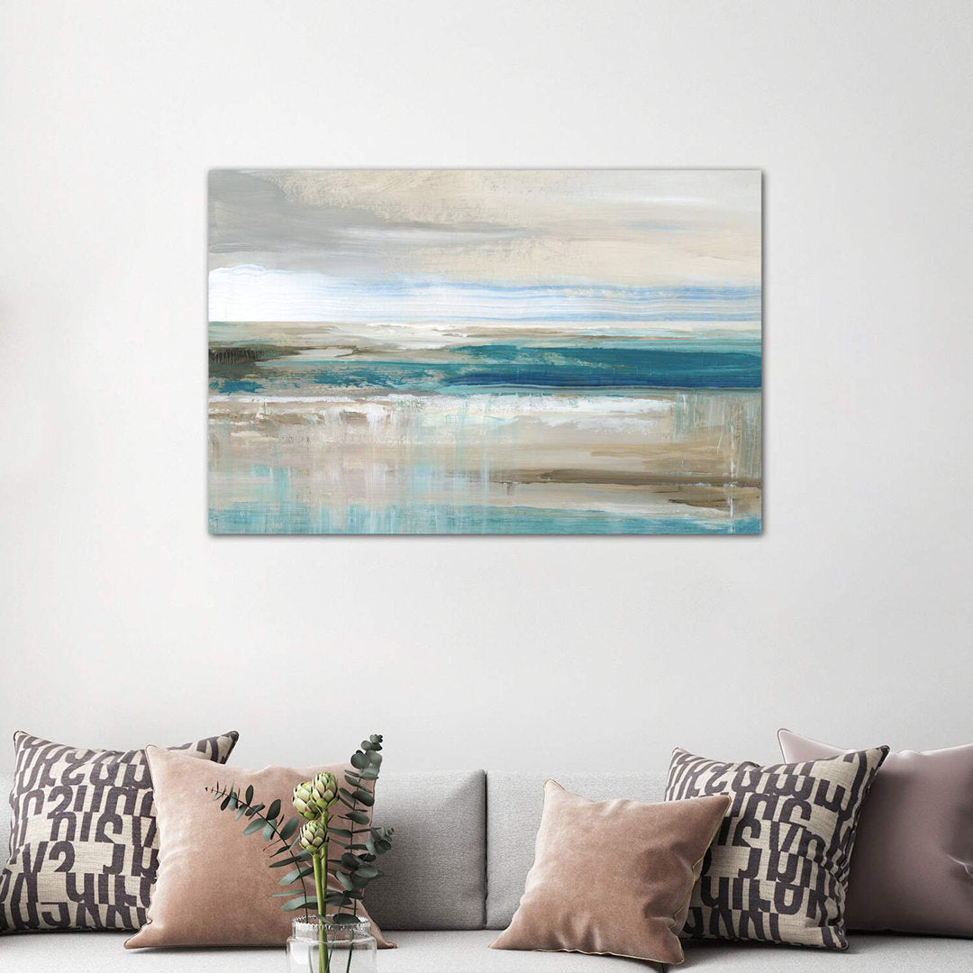 Abstract Sea ' - Floater Frame Print on Canvas East Urban Home Size: 32" H x 48" W x 1.5" D Format: Wrapped Canvas