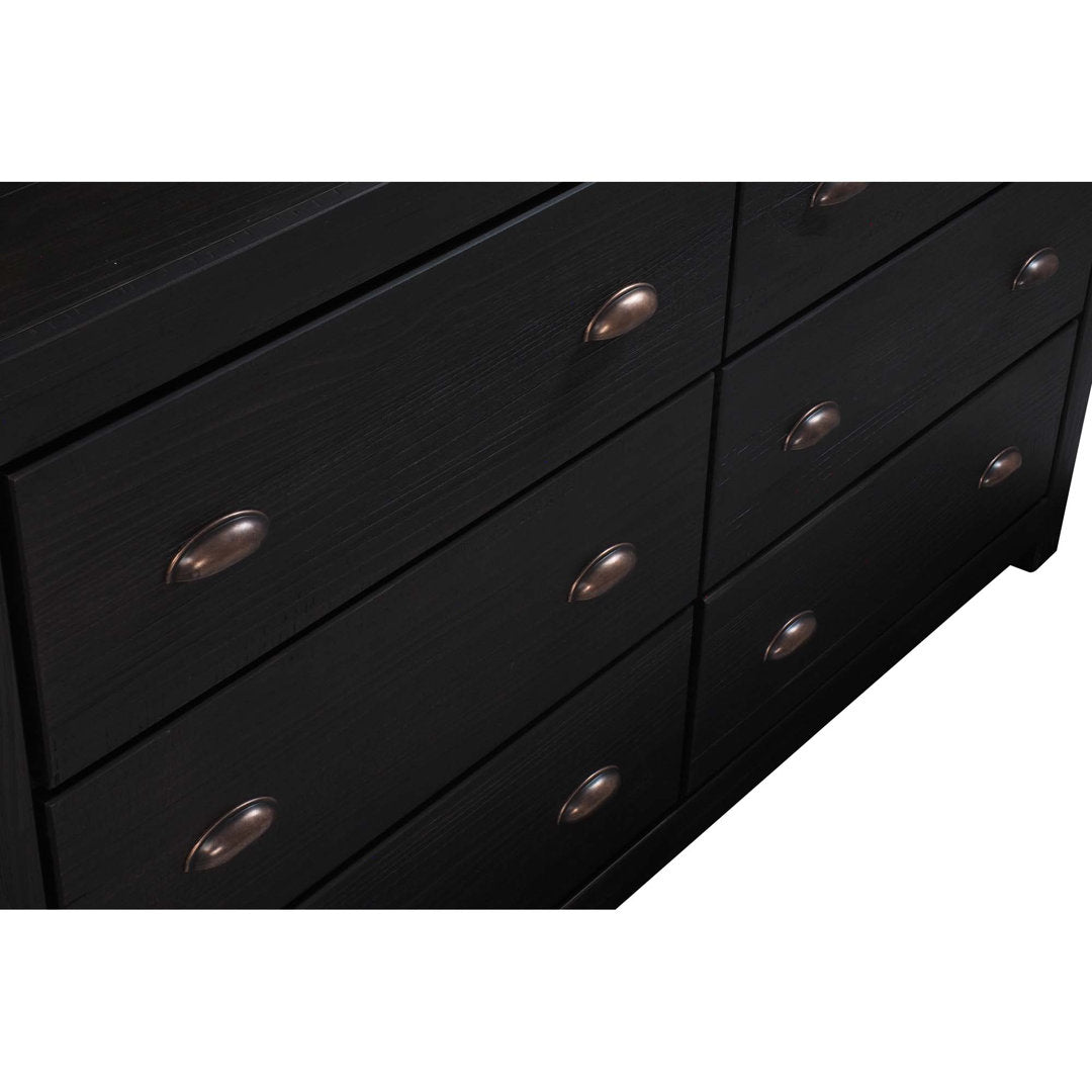 Montauk 6 Drawer Double Dresser Grain Wood Furniture Color: Farmhouse Black